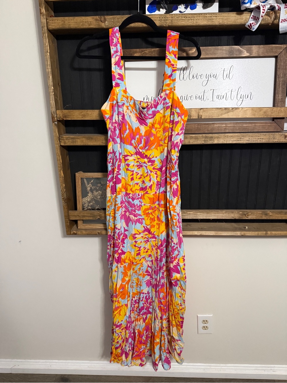Vince Camuto Pink Orange Yellow Floral Maxi Dress